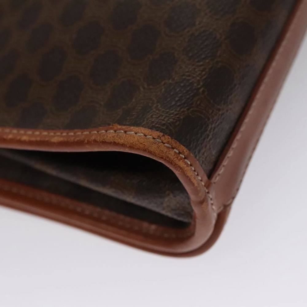 CELINE Macadam Canvas Clutch Bag PVC Leather Brown Gold Auth 106871 - Picture 16 of 16